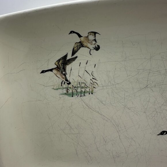 Vintage Lladró Porcelain Rectangular Serving Platter With Flying Geese Design - Picture 2 of 10